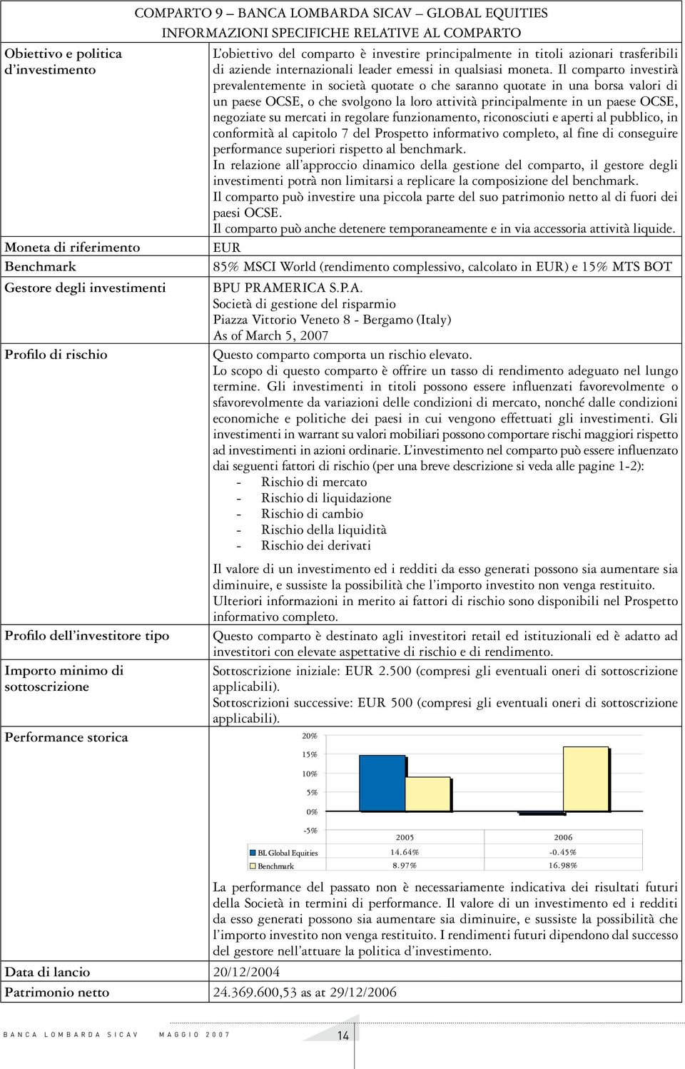 Il comparto investirà prevalentemente in società quotate o che saranno quotate in una borsa valori di un paese OCSE, o che svolgono la loro attività principalmente in un paese OCSE, negoziate su