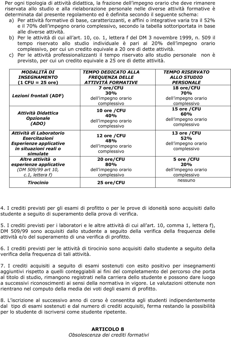 secondo la tabella sottoriportata in base alle diverse attività. b) Per le attività di cui all art. 10, co. 1, lettera f del DM 3 novembre 1999, n.