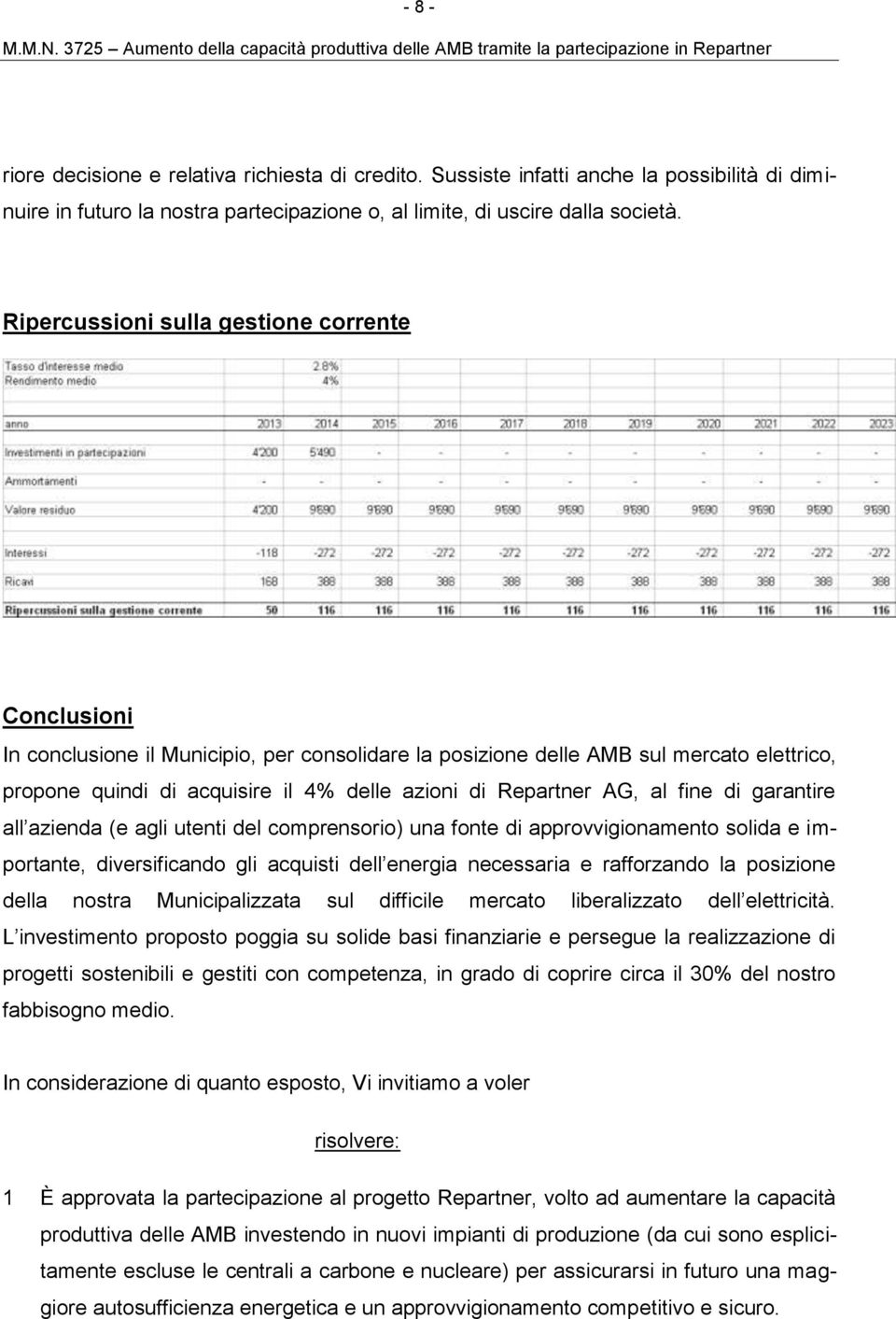 Repartner AG, al fine di garantire all azienda (e agli utenti del comprensorio) una fonte di approvvigionamento solida e importante, diversificando gli acquisti dell energia necessaria e rafforzando