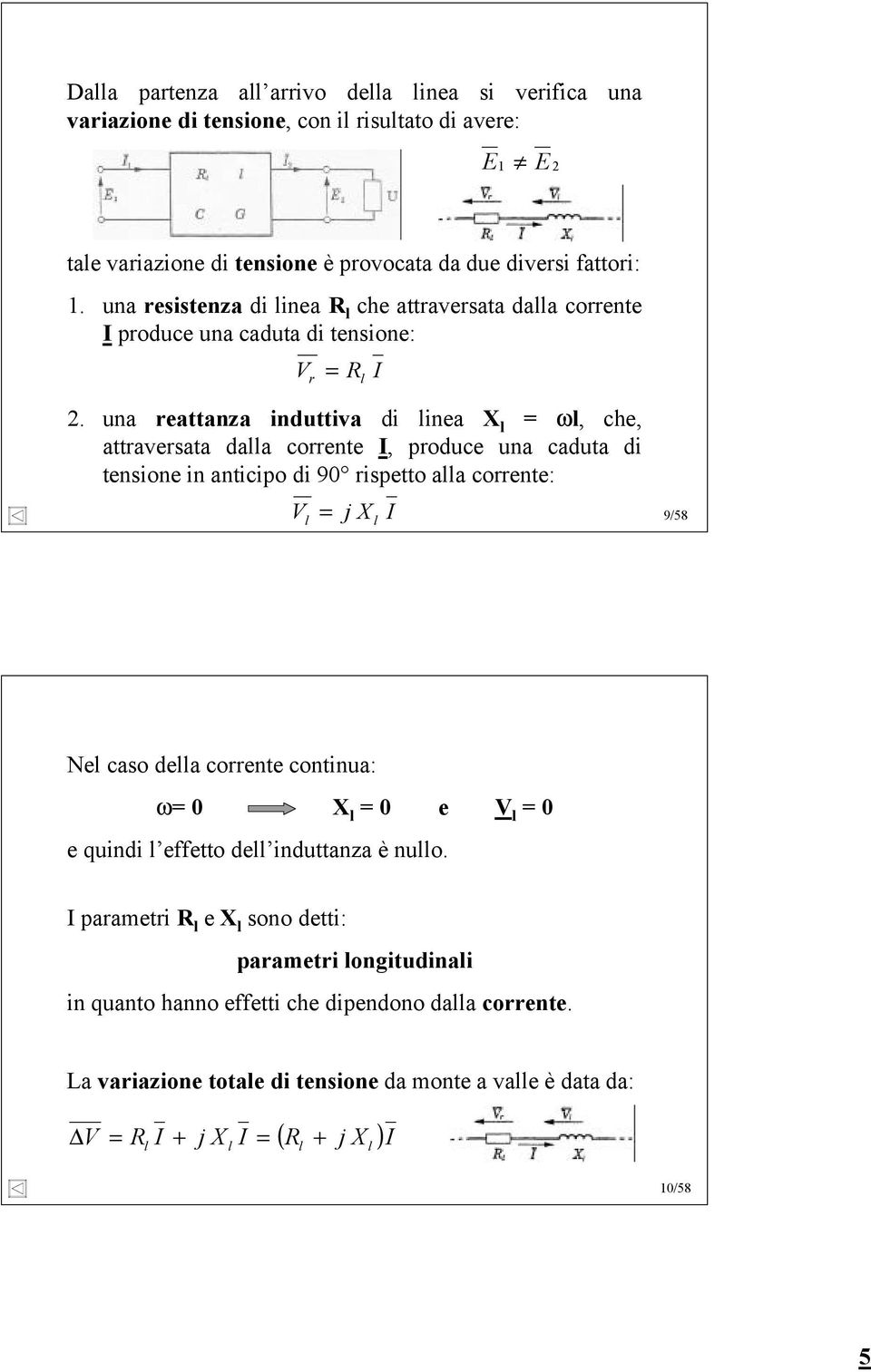 un rettnz induttiv di ine X w, he, ttrverst d orrente, produe un dut di tensione in ntiipo di 90 rispetto orrente: X 9/58 Ne so de orrente