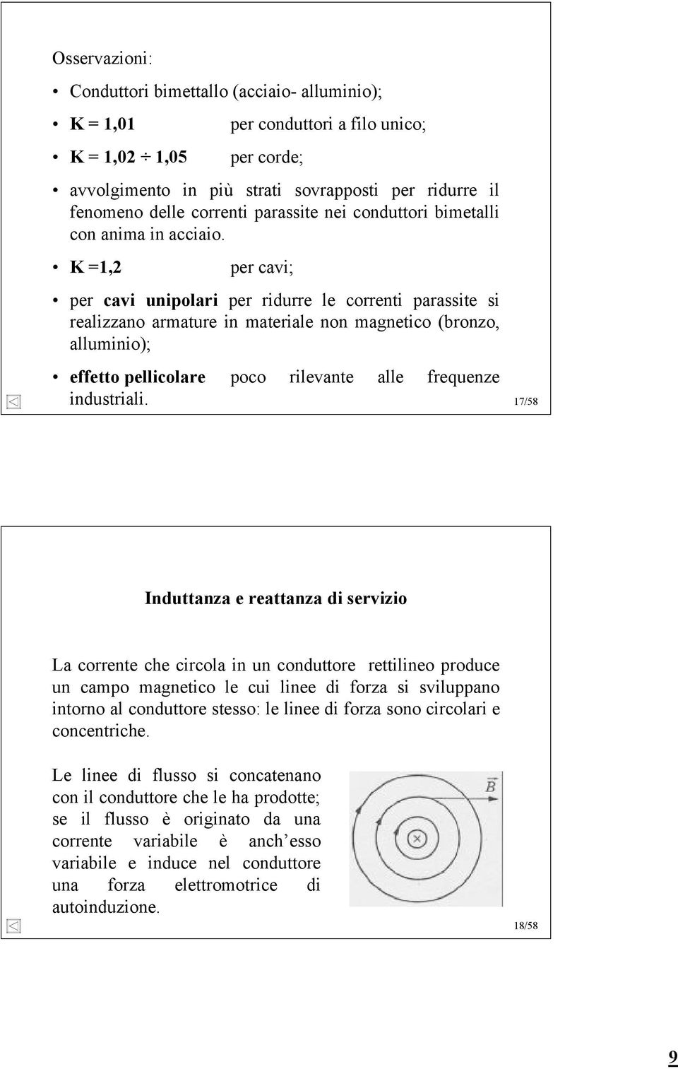 17/58 nduttnz e rettnz di servizio L orrente he iro in un onduttore rettiineo produe un po gnetio e ui inee di forz si sviuppno intorno onduttore stesso: e inee di forz sono irori e