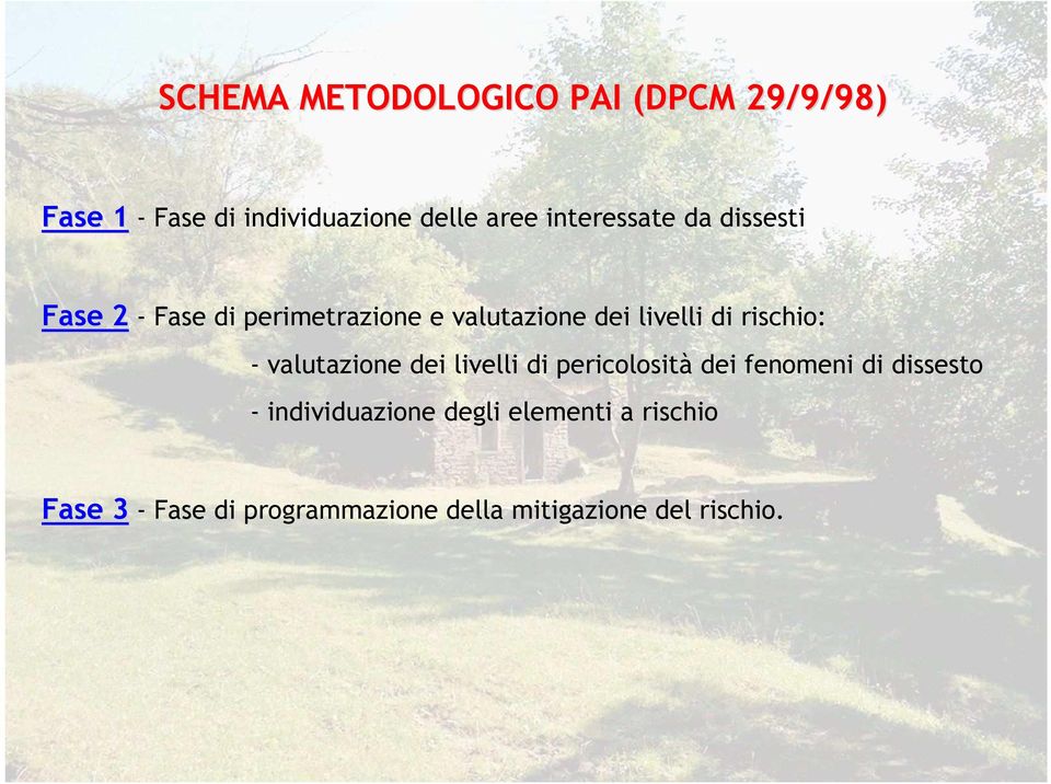 rischio: - valutazione dei livelli di pericolosità dei fenomeni di dissesto -