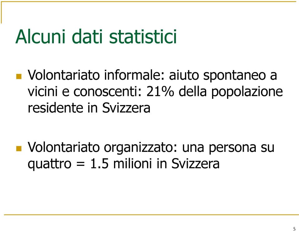 popolazione residente in Svizzera Volontariato