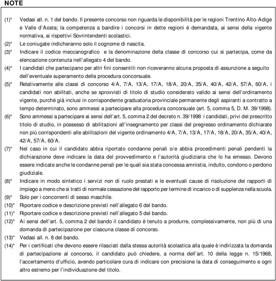 normativa, ai rispettivi Sovrintendenti scolastici. Le coniugate indicheranno solo il cognome di nascita.