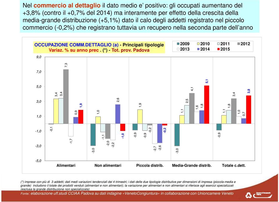 DETTAGLIO (a) - Principali tipologie 2009 2010 2011 2012 Variaz. % su anno prec. (*) - Tot. prov.