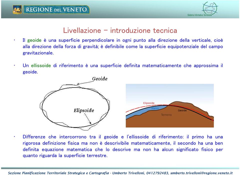 Un ellissoide di riferimento è una superficie definita matematicamente che approssima il geoide.