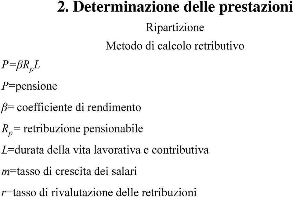 retribuzione pensionabile Ripartizione Metodo di calcolo retributivo