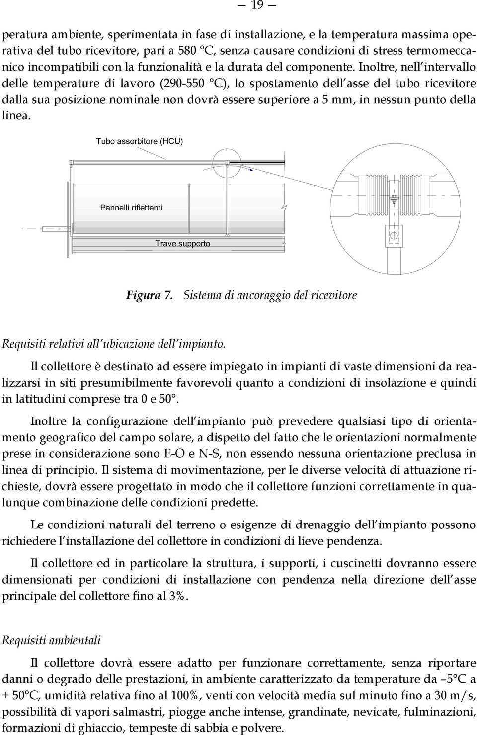 Inoltre, nell intervallo delle temperature di lavoro (290-550 C), lo spostamento dell asse del tubo ricevitore dalla sua posizione nominale non dovrà essere superiore a 5 mm, in nessun punto della