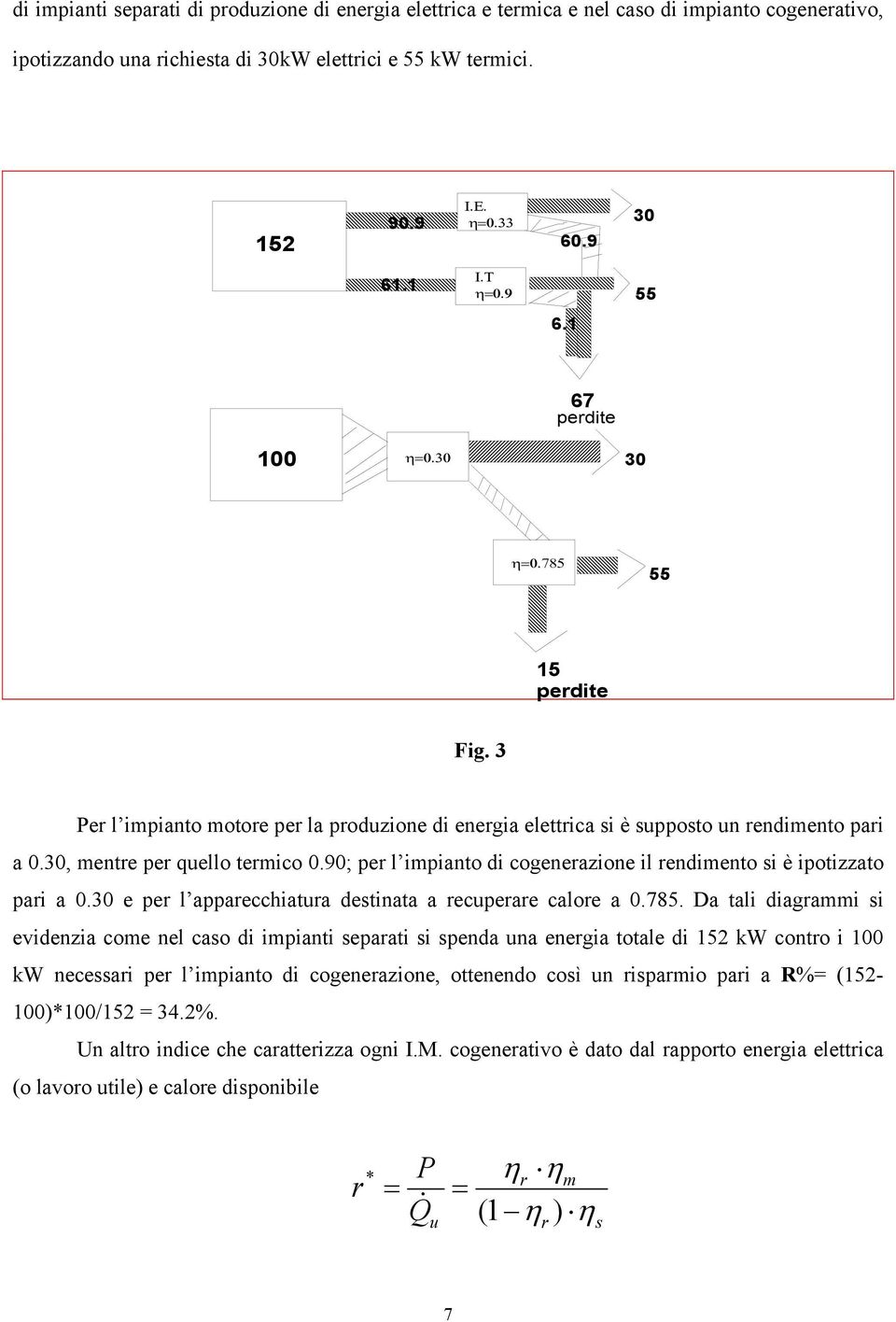 90; per l impianto di cogenerazione il rendimento si è ipotizzato pari a 0.30 e per l apparecchiatura destinata a recuperare calore a 0.785.