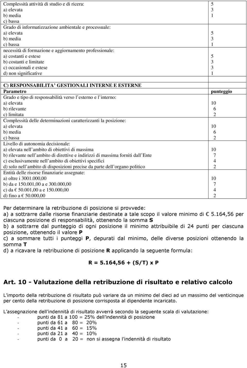 esterno e l interno: a) elevata b) rilevante c) limitata Complessità delle determinazioni caratterizzanti la posizione: a) elevata b) media c) bassa Livello di autonomia decisionale: a) elevata nell