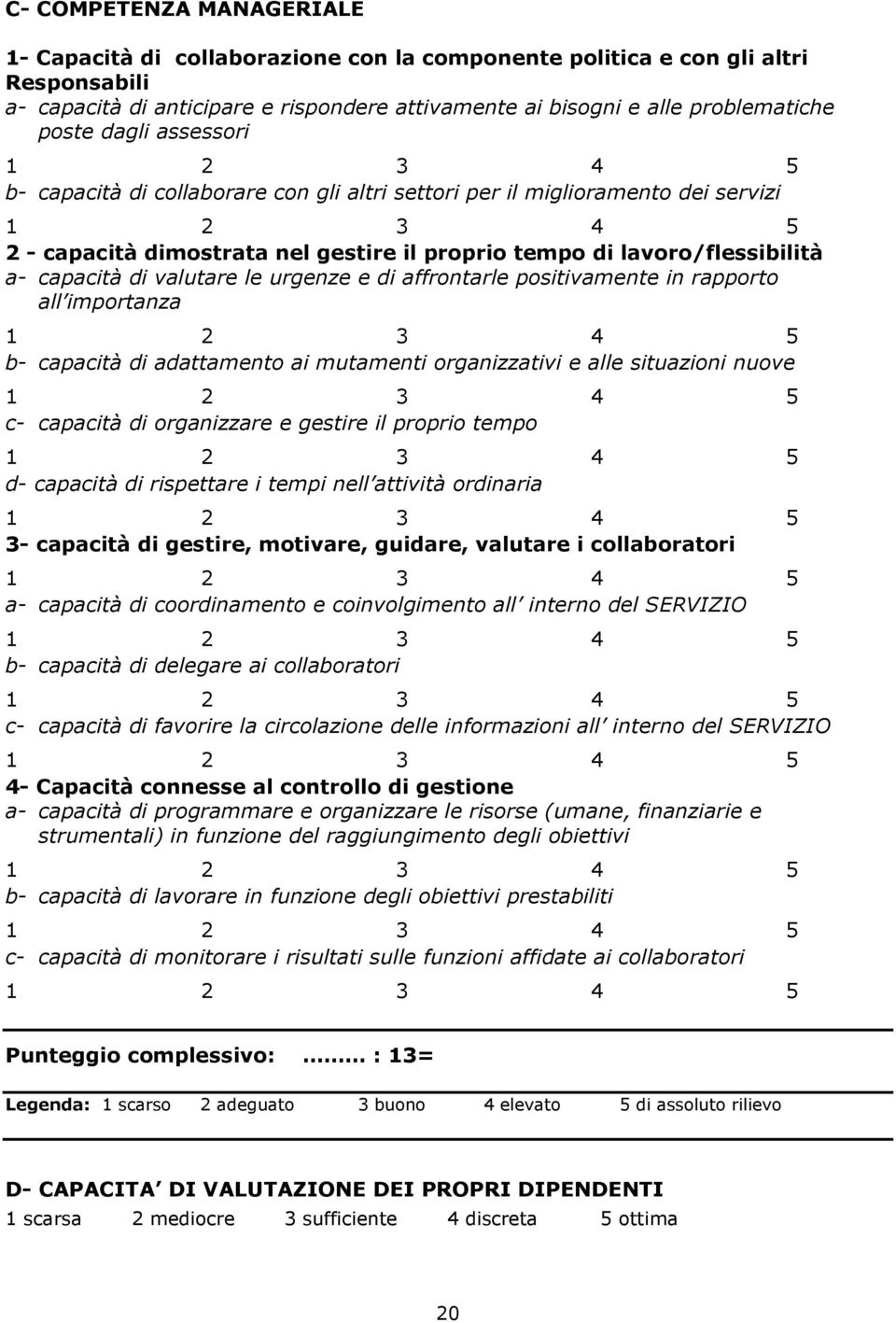 valutare le urgenze e di affrontarle positivamente in rapporto all importanza b- capacità di adattamento ai mutamenti organizzativi e alle situazioni nuove c- capacità di organizzare e gestire il