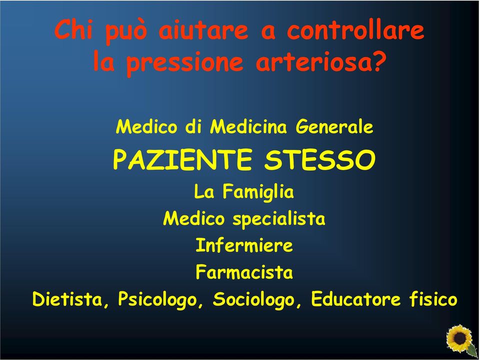 Medico di Medicina Generale PAZIENTE STESSO La