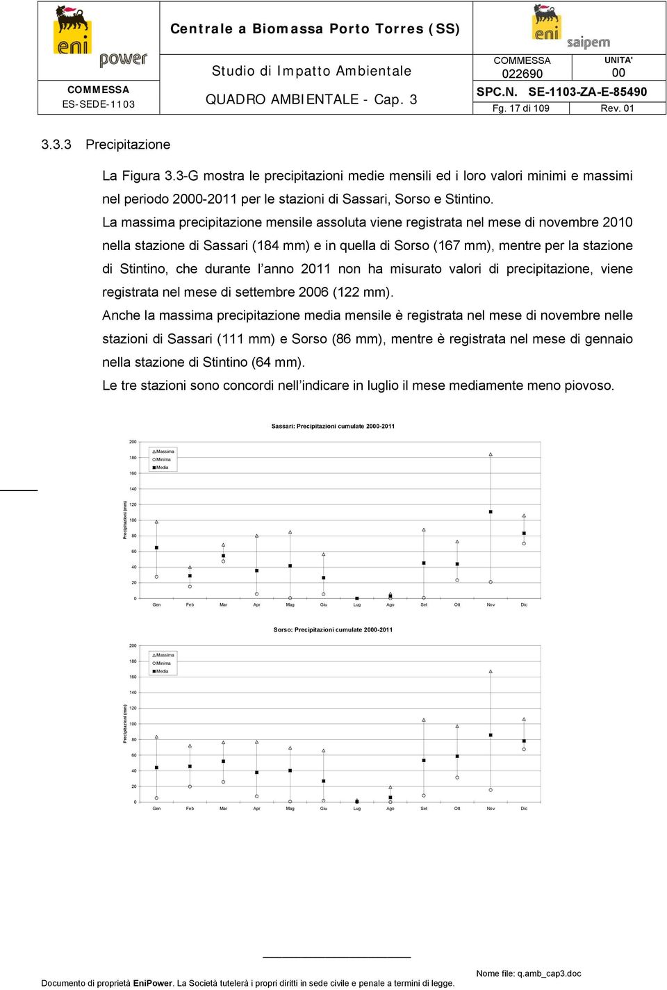 l anno 2011 non ha misurato valori di precipitazione, viene registrata nel mese di settembre 26 (122 mm).