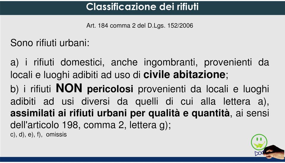 abitazione; b) i rifiuti NON pericolosi provenienti da locali e luoghi adibiti ad usi diversi da quelli di