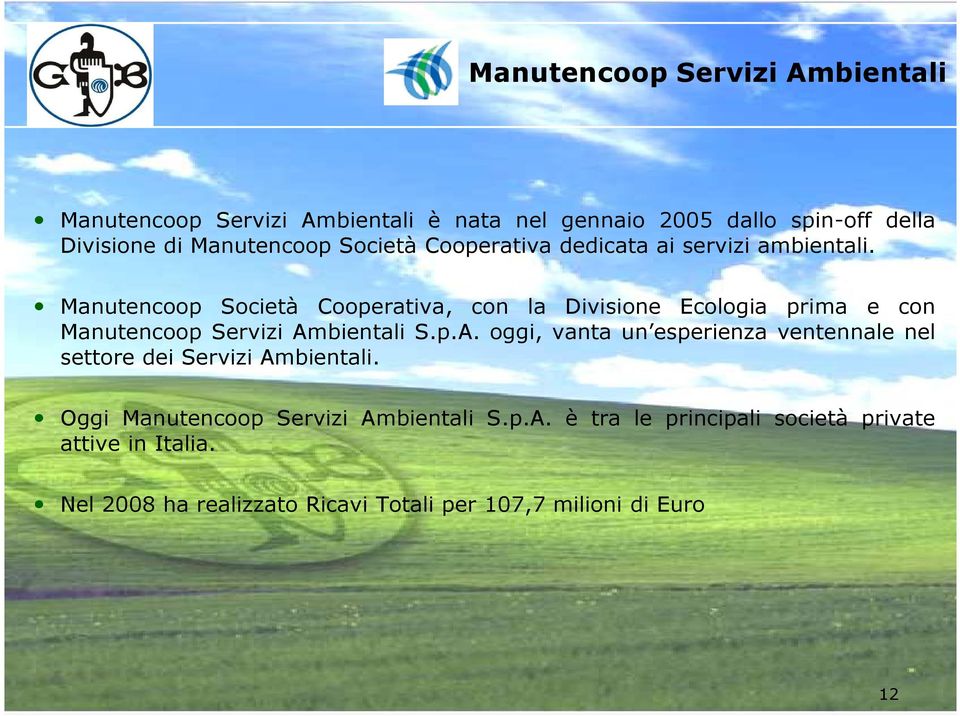 Manutencoop Società Cooperativa, con la Divisione Ecologia prima e con Manutencoop Servizi Am