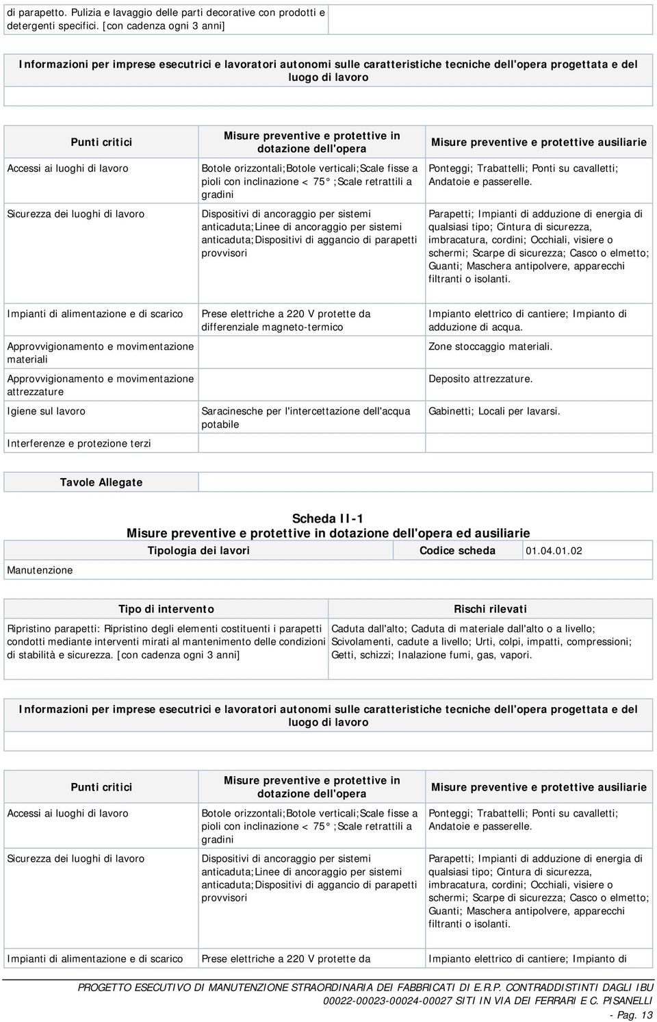 ancoraggio per sistemi anticaduta;dispositivi di aggancio di parapetti provvisori Ponteggi; Trabattelli; Ponti su cavalletti; Andatoie e passerelle.