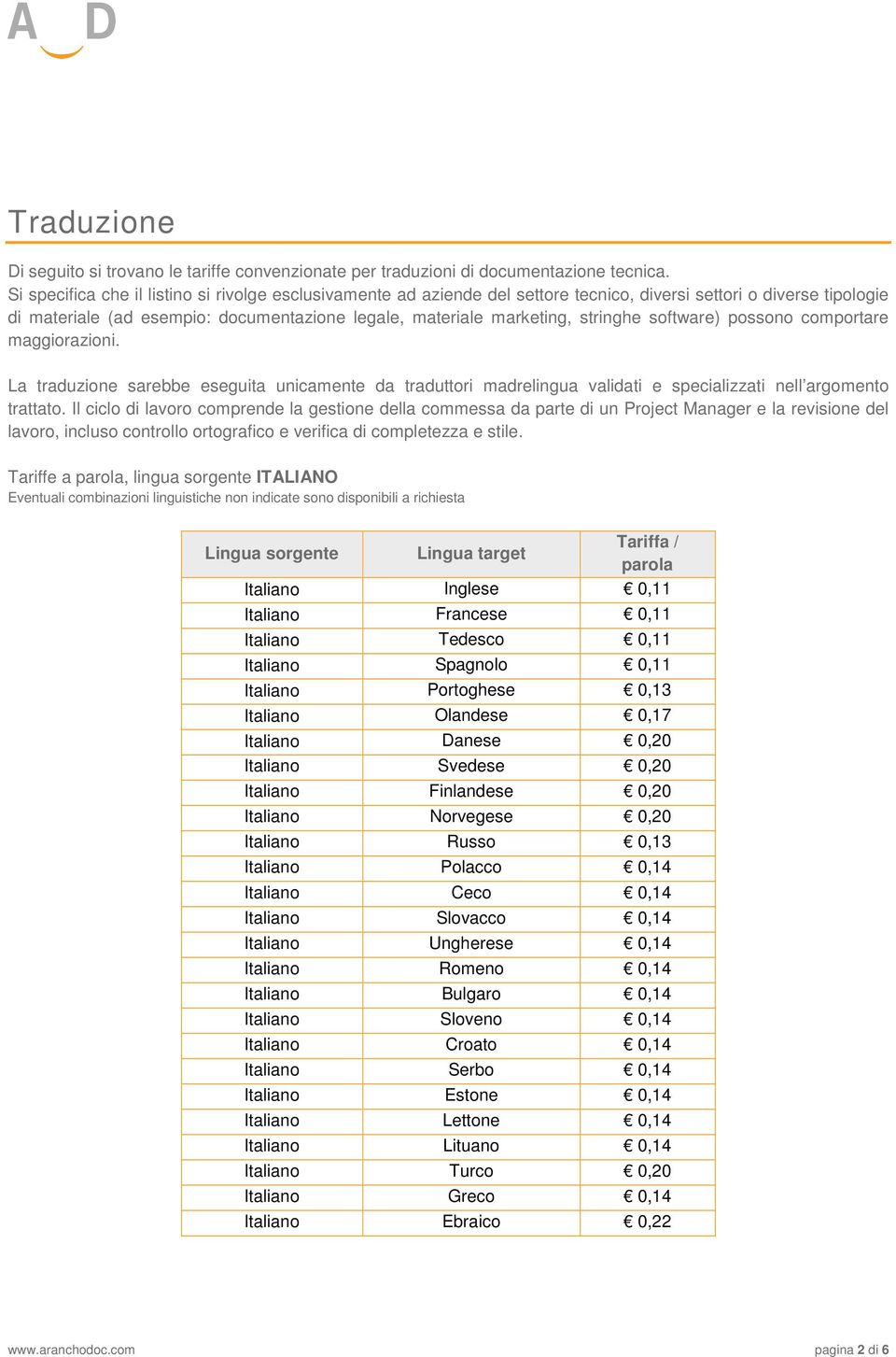 stringhe software) possono comportare maggiorazioni. La traduzione sarebbe eseguita unicamente da traduttori madrelingua validati e specializzati nell argomento trattato.