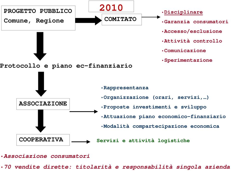 servizi, ) Proposte investimenti e sviluppo Attuazione piano economico-finanziario Modalità compartecipazione economica