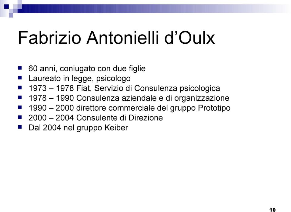 1990 Consulenza aziendale e di organizzazione 1990 2000 direttore