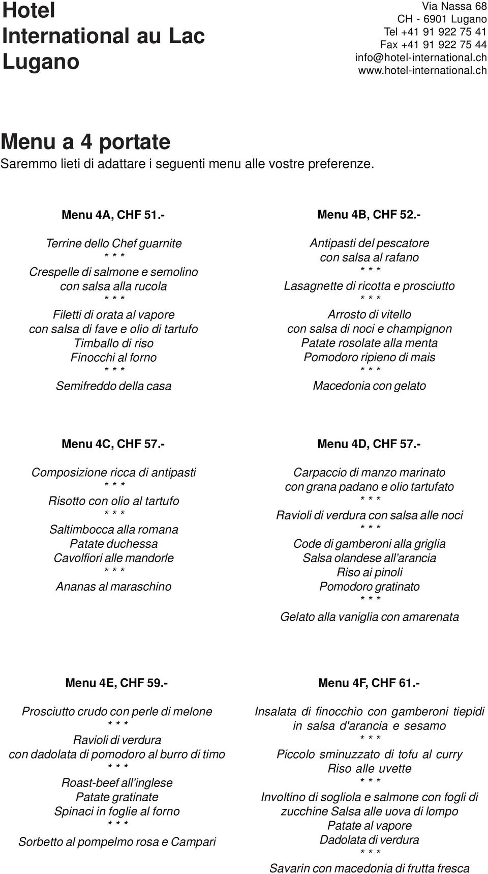 casa Menu 4B, CHF 52.