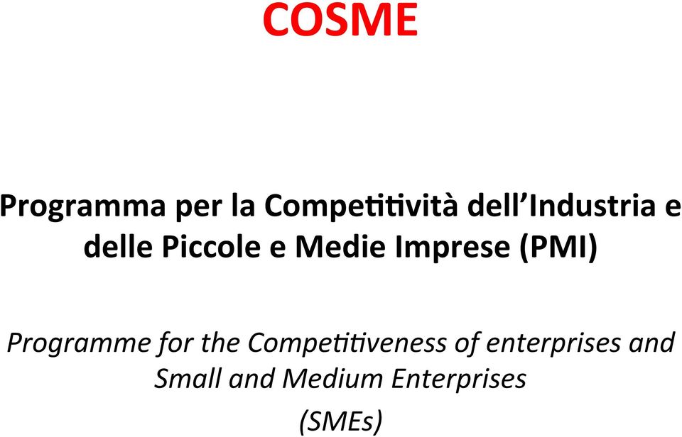 (PMI) Programme for the Compe.