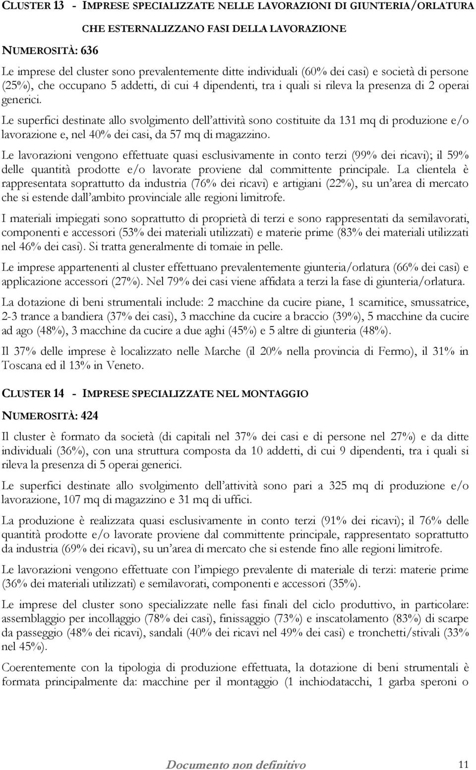 Le superfici destinate allo svolgimento dell attività sono costituite da 131 mq di produzione e/o lavorazione e, nel 40% dei casi, da 57 mq di magazzino.