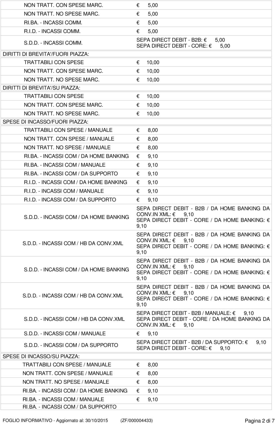 CON / MANUALE 8,00 NON TRATT. NO / MANUALE 8,00 RI.BA. - INCASSI COM / DA HOME BANKING RI.BA. - INCASSI COM / MANUALE RI.BA. - INCASSI COM / DA SUPPORTO R.I.D. - INCASSI COM / DA HOME BANKING R.I.D. - INCASSI COM / MANUALE R.I.D. - INCASSI COM / DA SUPPORTO S.