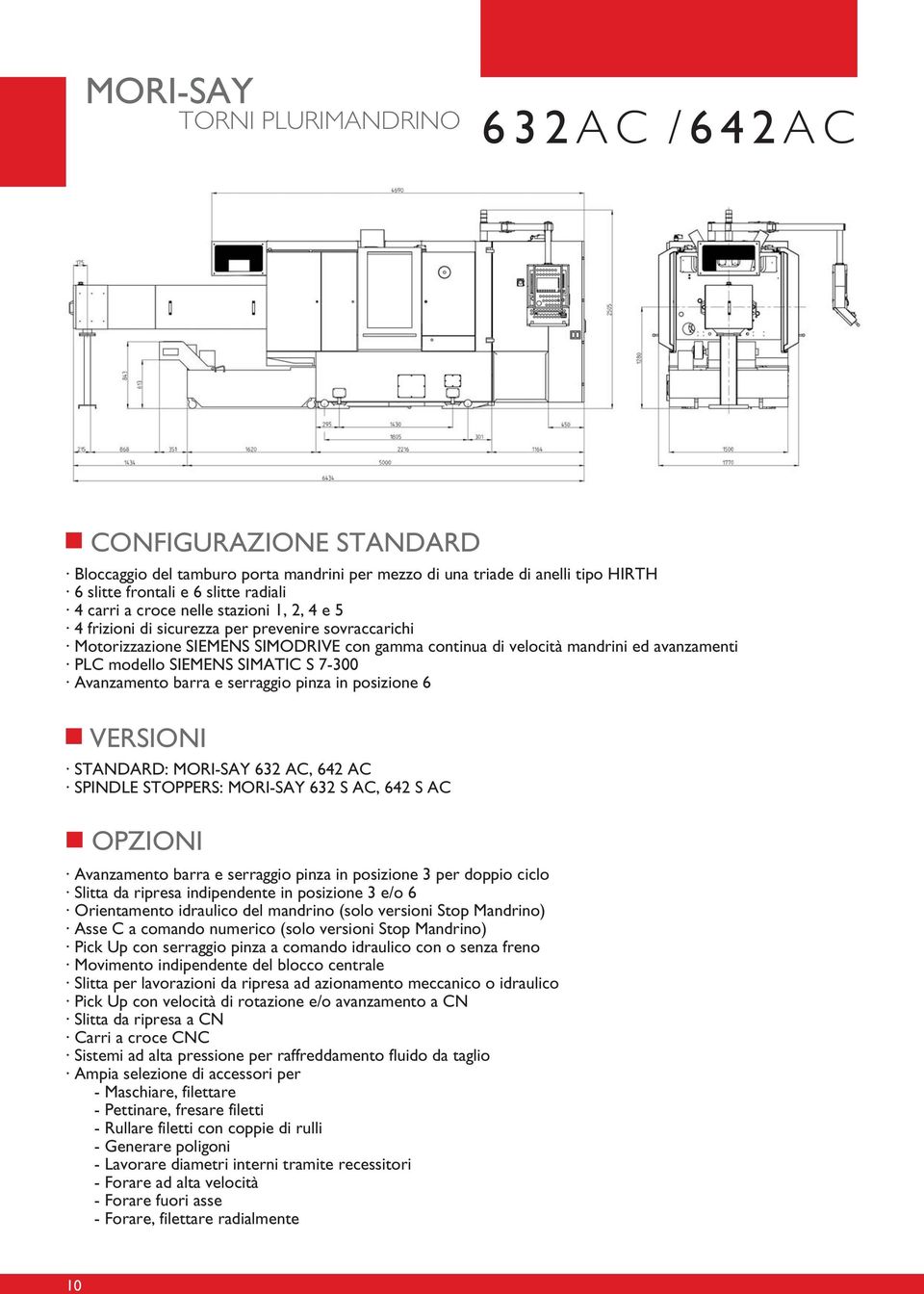 7-300 Avanzamento barra e serraggio pinza in posizione 6 VERSIONI STANDARD: MORI-SAY 632 AC, 642 AC SPINDLE STOPPERS: MORI-SAY 632 S AC, 642 S AC OPZIONI Avanzamento barra e serraggio pinza in