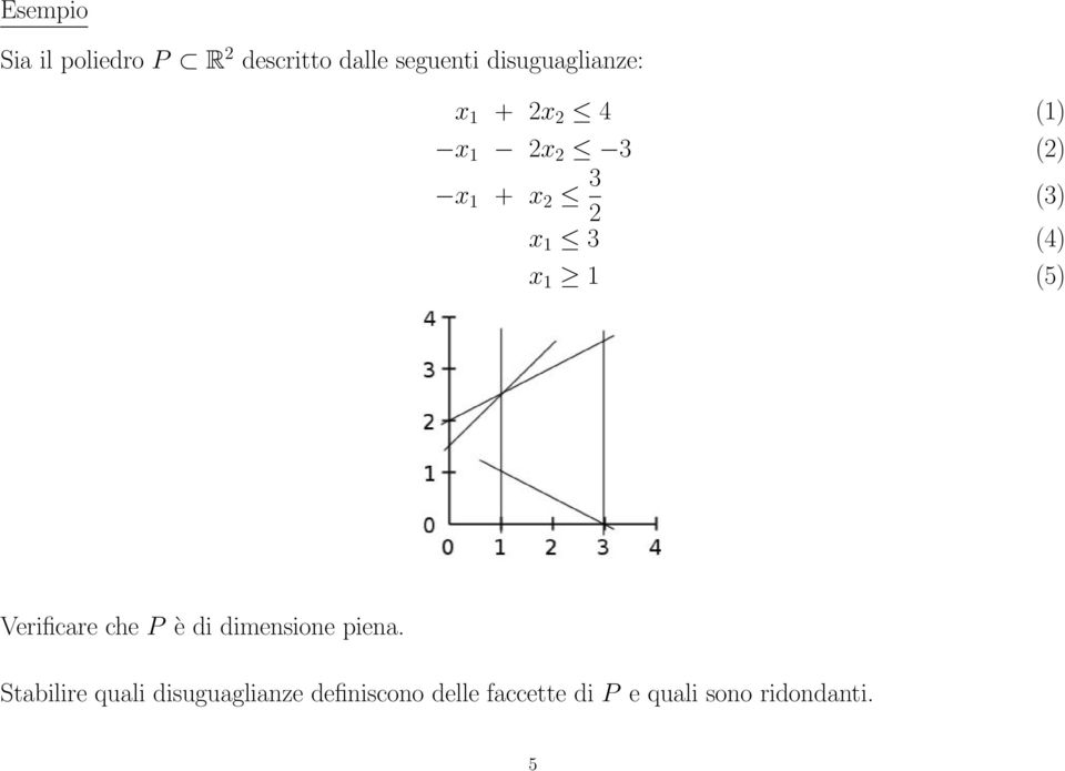 1 3 (4) x 1 1 (5) Verificare che P è di dimensione piena.