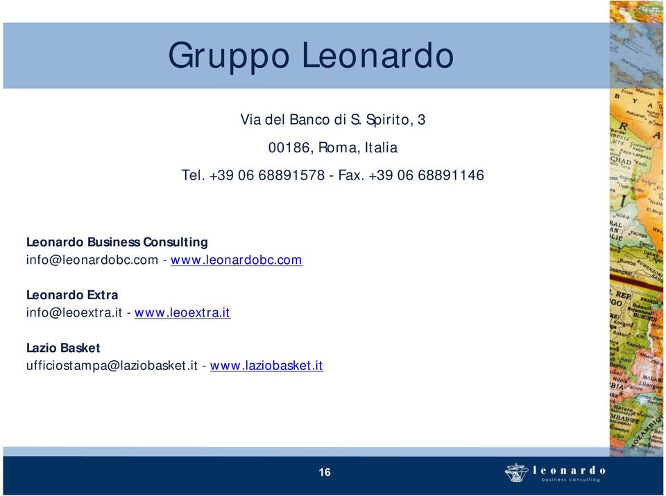 +39 06 68891146 Leonardo Business Consulting info@leonardobc.com - www.
