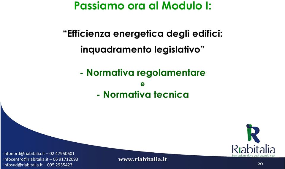 edifici: inquadramento legislativo