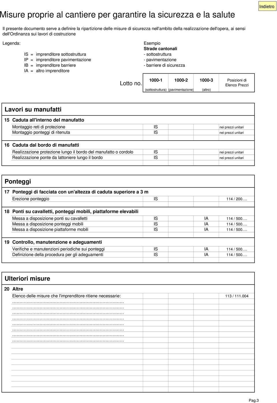 sottostruttura - pavimentazione - barriere di sicurezza Lotto no.