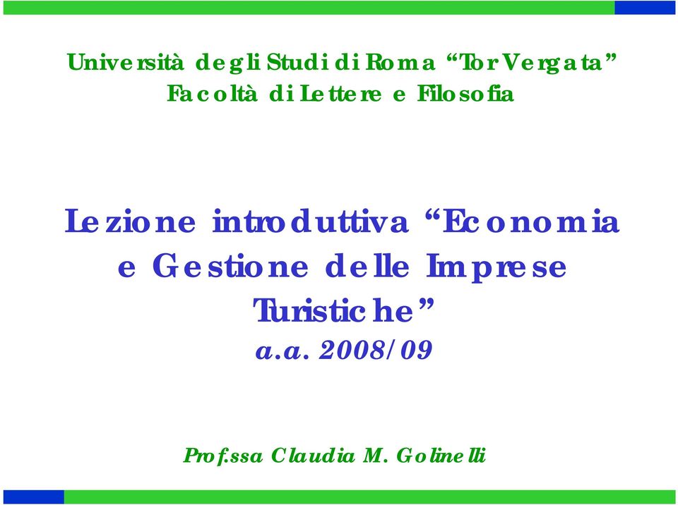 introduttiva Economia e Gestione delle