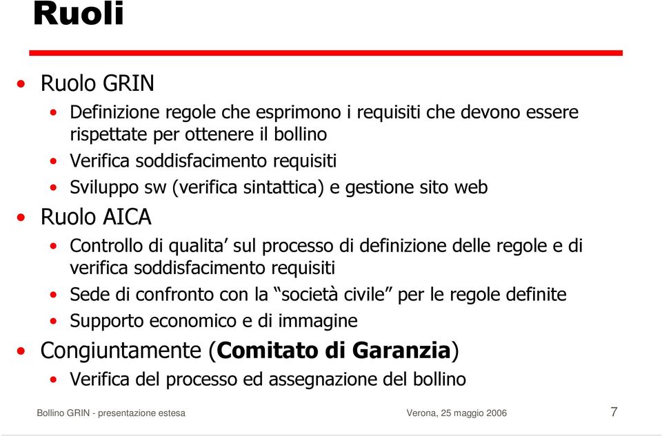 di definizione delle regole e di verifica soddisfacimento requisiti Sede di confronto con la società civile per le regole