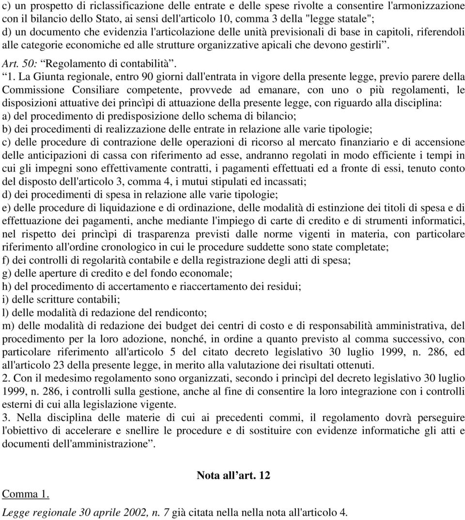 50: Regolamento di contabilità. 1.