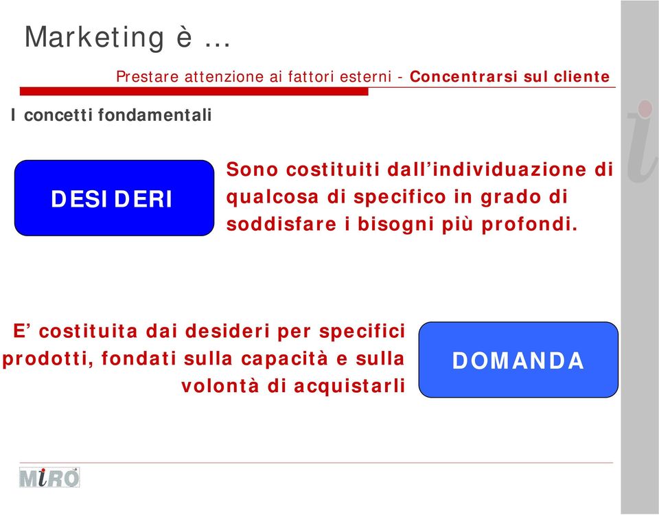 di specifico in grado di soddisfare i bisogni più profondi.