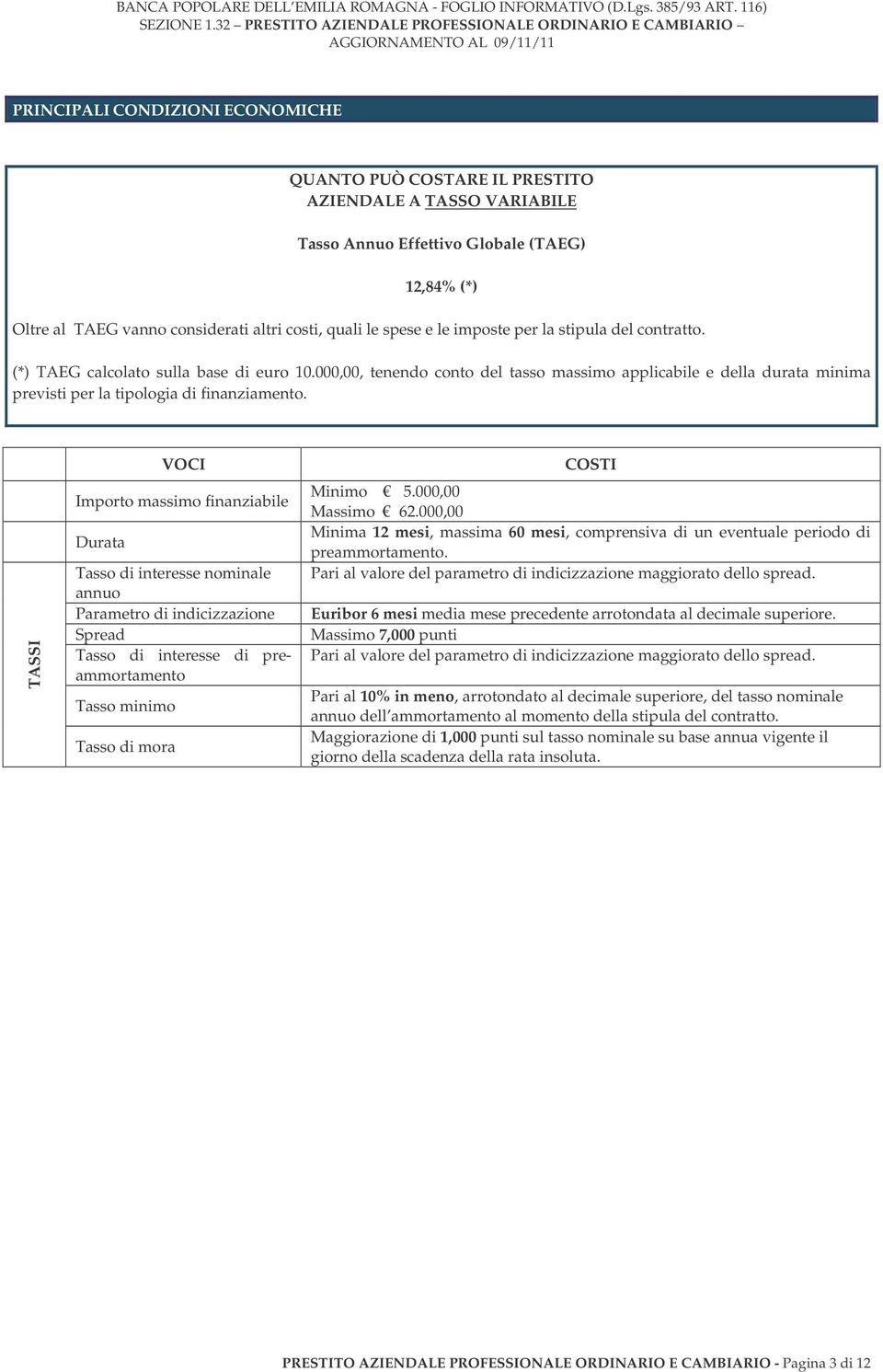 000,00, tenendo conto del tasso massimo applicabile e della durata minima previsti per la tipologia di finanziamento.