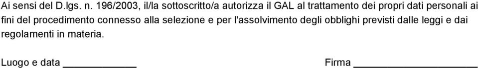 propri dati personali ai fini del procedimento connesso alla