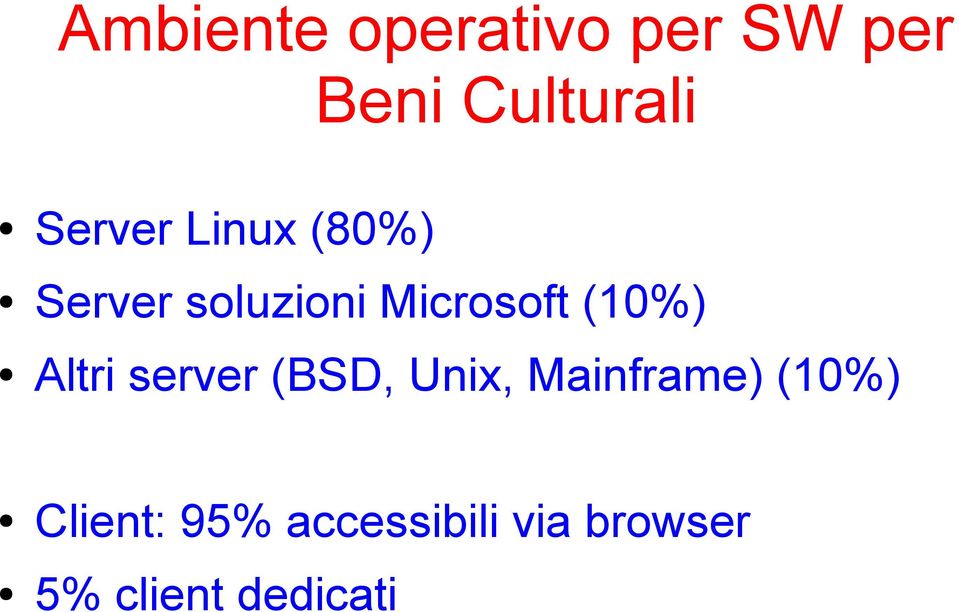 (10%) Altri server (BSD, Unix, Mainframe) (10%)