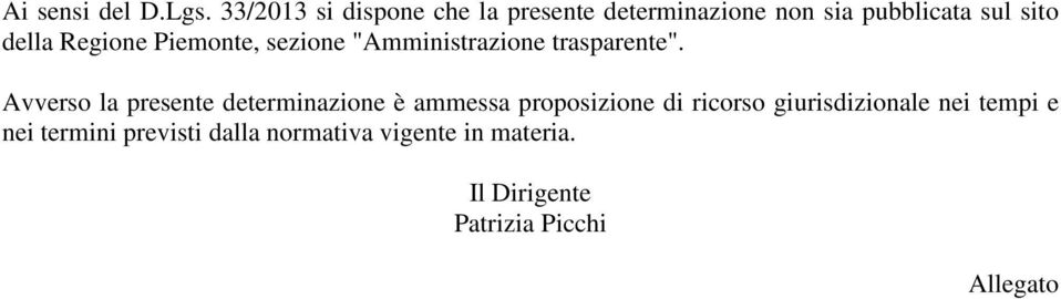 Regione Piemonte, sezione "Amministrazione trasparente".