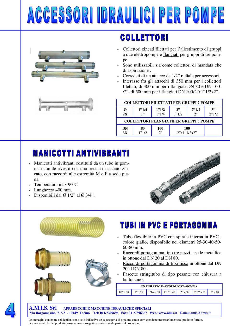 Interasse fra gli attacchi di 350 mm per i collettori filettati, di 300 mm per i flangiati DN 80 e DN 100- /2, di 500 mm per i flangiati DN 100/2 x1 1/2x2.