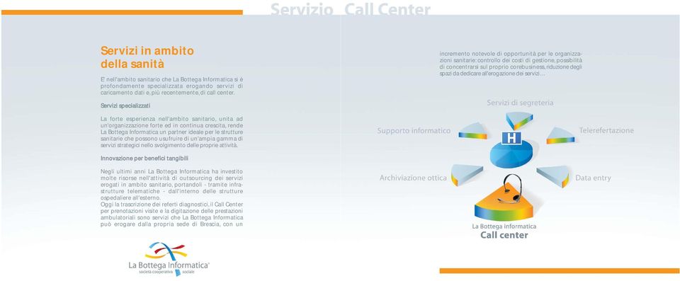 all'erogazione dei servizi Servizi specializzati La forte esperienza nell'ambito sanitario, unita ad un'organizzazione forte ed in continua crescita, rende La Bottega Informatica un partner ideale