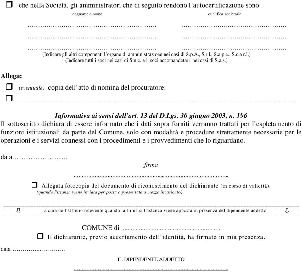 . Informativa ai sensi dell art. 13 del D.Lgs. 30 giugno 2003, n.