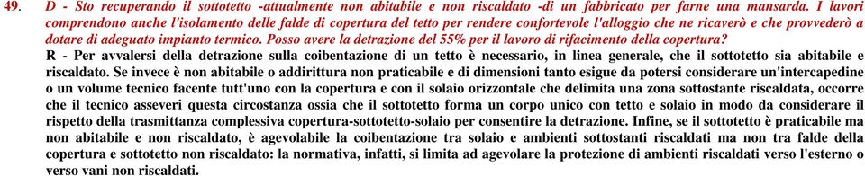 Posso avere la detrazione del 55% per il lavoro di rifacimento della copertura?