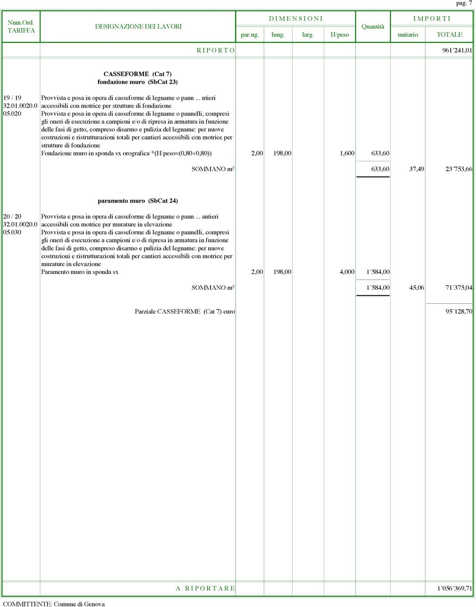 0 accessibili con motrice per strutture di fondazione 05.