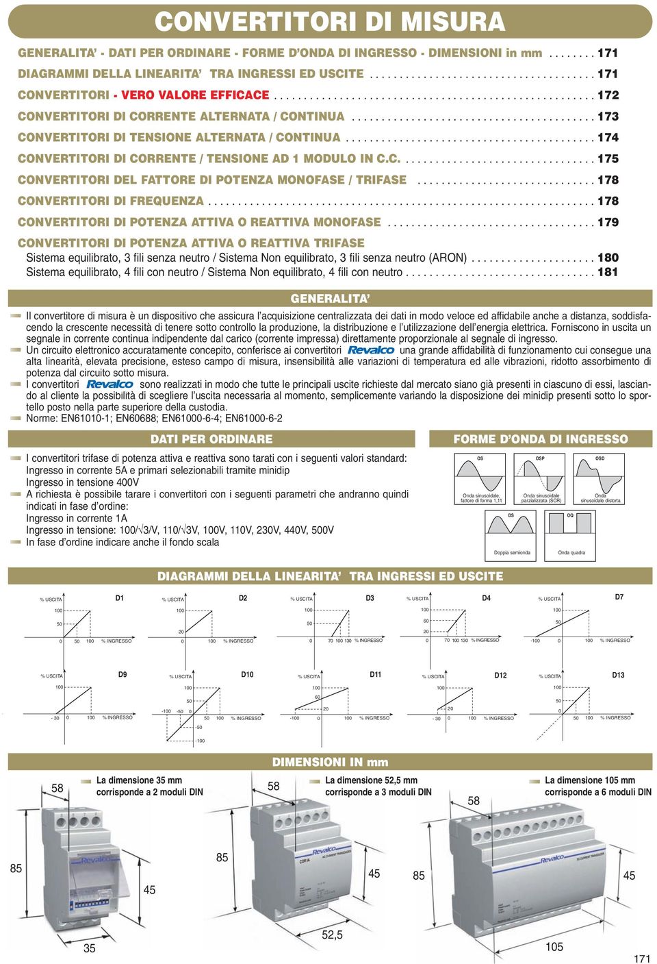 ......................................... 174 COERTITORI DI CORRETE / TESIOE AD 1 MODULO I C.C................................. 175 COERTITORI DEL FATTORE DI POTEZA MOOFASE / TRIFASE.