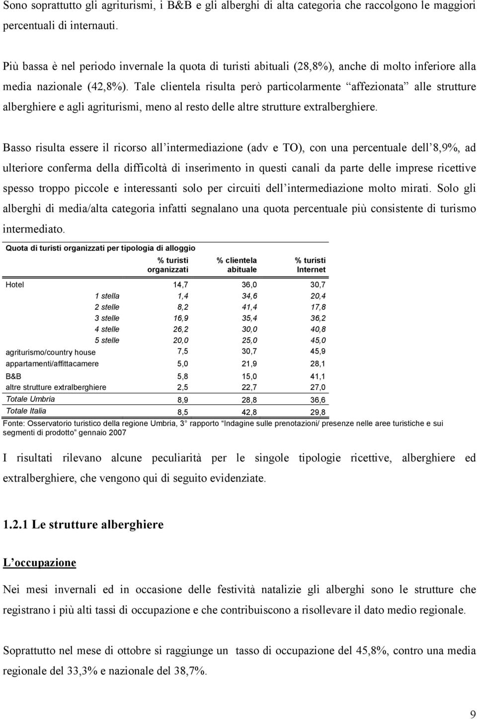 Tale clientela risulta però particolarmente affezionata alle strutture alberghiere e agli agriturismi, meno al resto delle altre strutture extralberghiere.