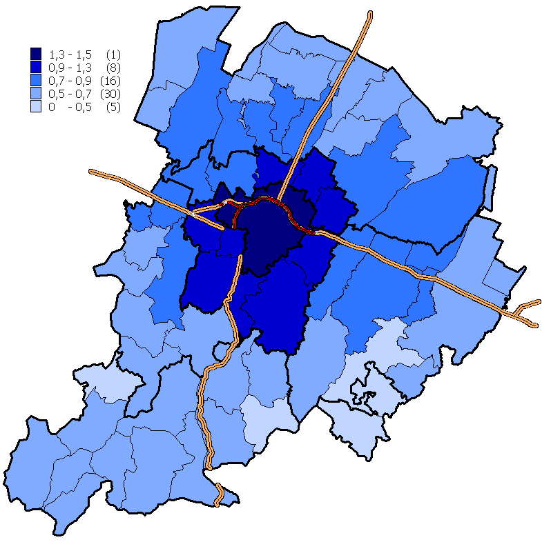 Figura 6: Mappa della distribuzione comunale estre Figura 7: Mappa dei