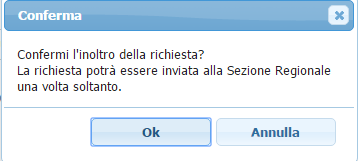 Figura 68- Inoltro richiesta riconoscimento status Onlus, Comune o Cooperativa sociale Confermando il messaggio, sarà inoltrata la richiesta riconoscimento dello status indicato dall impresa stessa