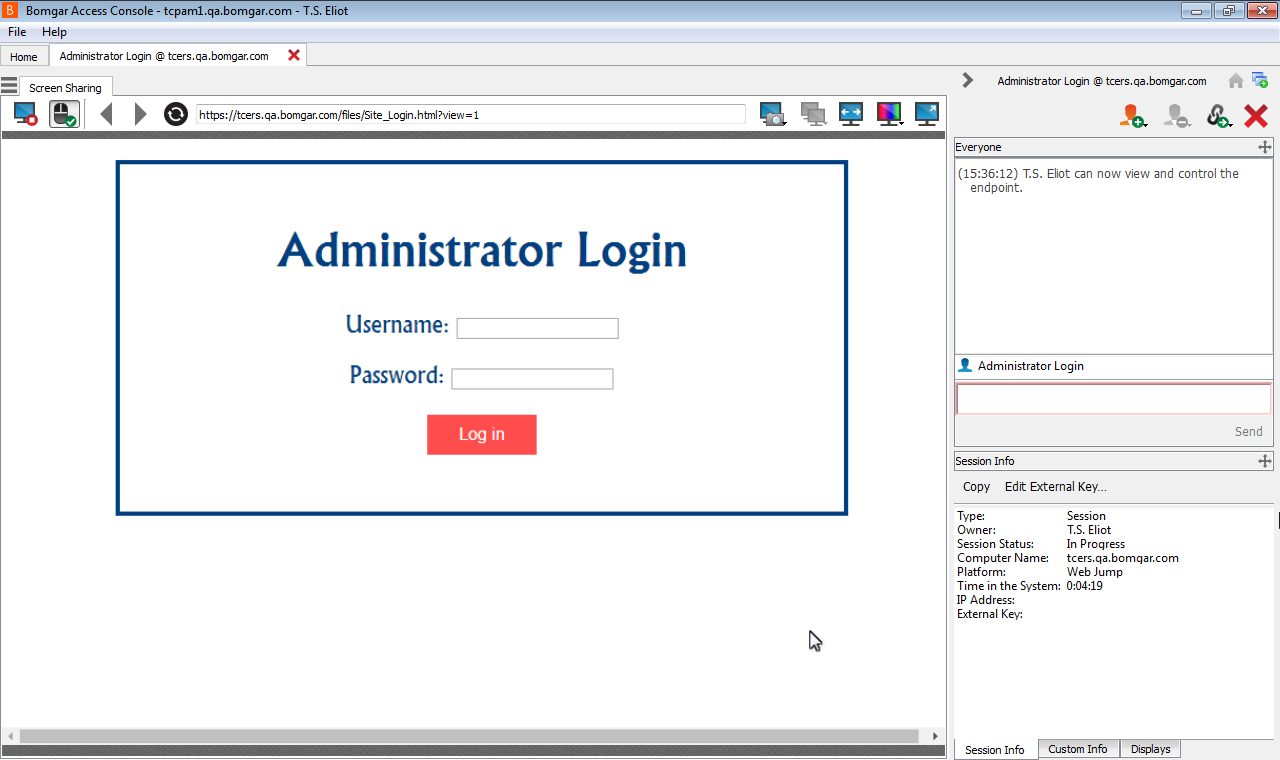 Utilizza inserimento credenziali Durante l'integrazione di Bomgar PAM con un sistema di password vault come Bomgar Vault, è possibile accedere facilmente agli account di siti Web senza visualizzare